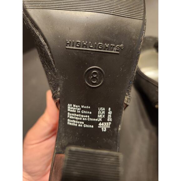 HIGHLIGHTS Glitter Embellished Slingback Pump Heels Womens 8 Charcoal Grey Black - Picture 2 of 12